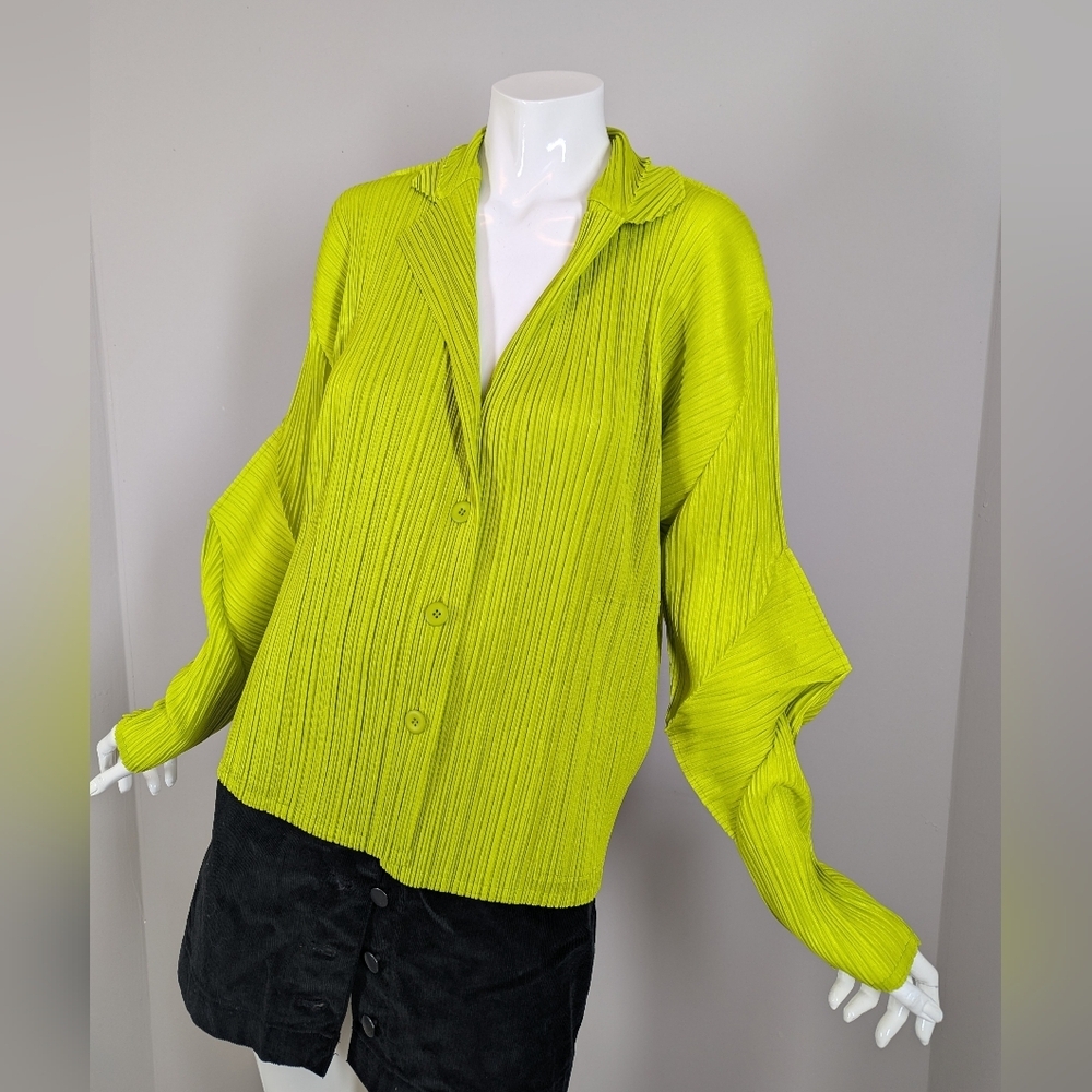 Issey Miyake Pleats Please Size 4 Neon Pleated Blazer Jacket Japan